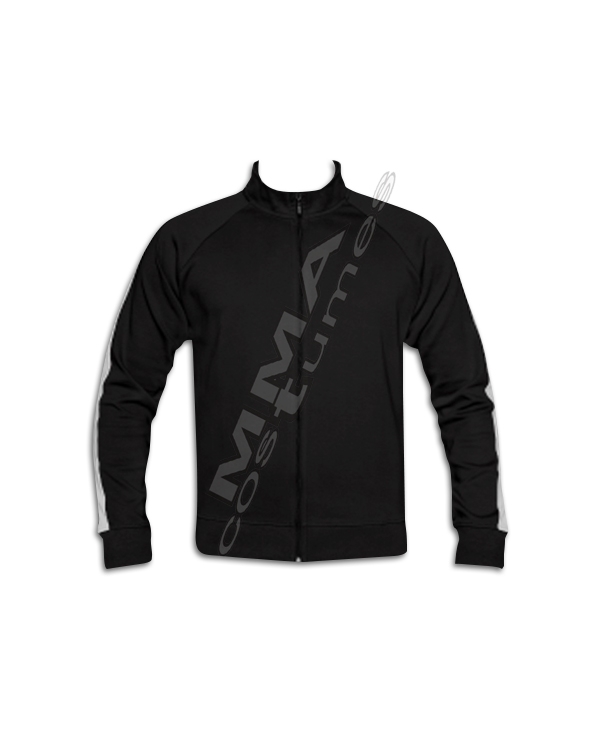 Men’s Black Track Jacket with White Stripes – Lightweight Zip-Up Gym & Running Jacket