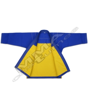 Blue BJJ Gi with yellow Inside Lining