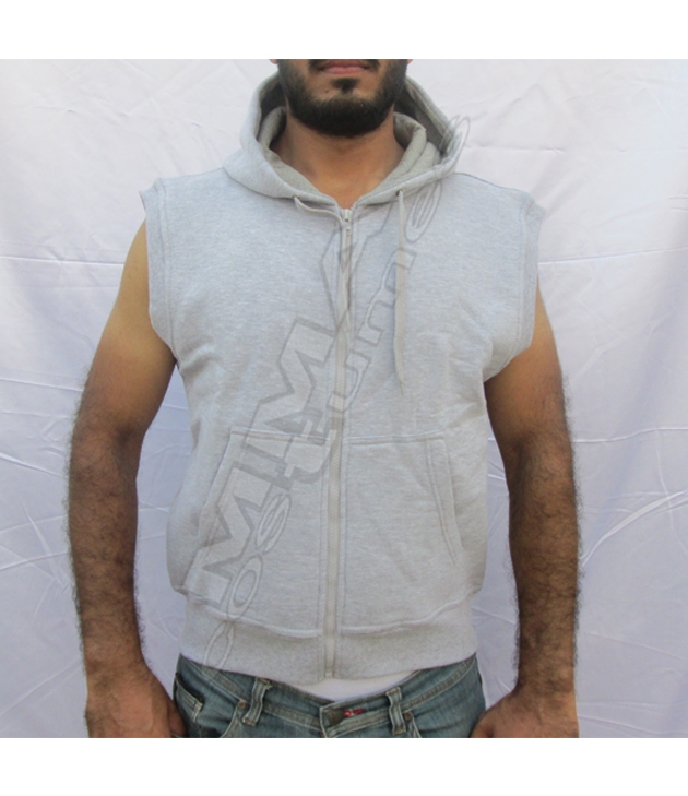Sleeve less zip up hoodie
